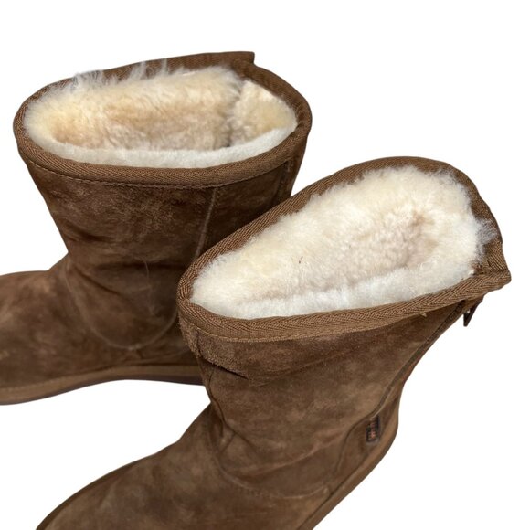 UGG Australia Mayfaire Chestnut Brown Leather & Sheepskin Zip Boots Size 7 - Picture 3 of 8